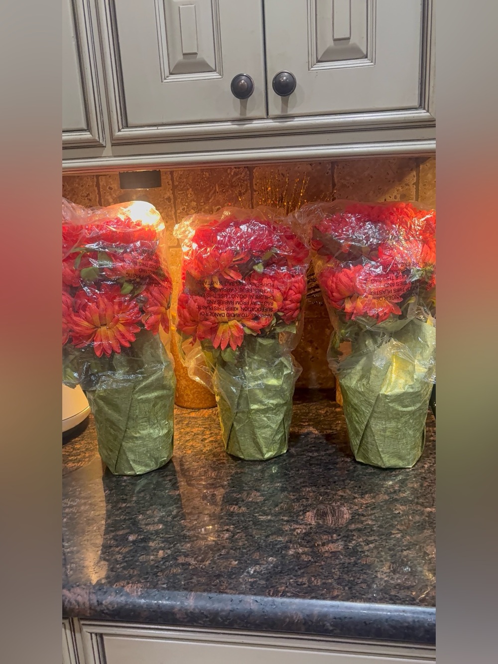Set of 3 Faux Red Gerbera Daisy Potted Arrangements – Vibrant Floral Decor